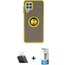 DS LLC Ieg™ Galaxy A22 Kılıf Yörünge Çizgi - Siyah 5d Eko Cam Ekran Koruyucu + Şeffaf Kamera Lens K