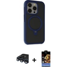 DS LLC Ieg™ iPhone 15 Pro Kılıf Ahenk Yansıma Özel Seri - Siyah Buffer Hayalet Cam Ekran Koruyucu + L