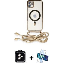 DS LLC Ieg™ iPhone 11 Kılıf Eksen Özel Seri - Siyah 3D Antistatik Cam Ekran Koruyucu + Turuncu Pvd Met