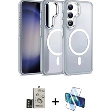 DS LLC Ieg™ Galaxy S24 Kılıf Yörünge Klasik - Siyah 3D Antistatik Cam Ekran Koruyucu + Gold Bilvis Ti