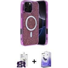 DS LLC Ieg™ iPhone 16 Pro Max Kılıf Eksen Çizgi - Siyah Bilvis 5in1 5d Magic Hayalet Cam Ekran Koruyuc