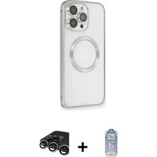 DS LLC Ieg™ iPhone 15 Pro Kılıf Ahenk Işık Serisi - Siyah Joko Magic 5d Cam + Gümüş Raze Metal Kam