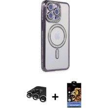 DS LLC Ieg™ iPhone 15 Pro Kılıf Zirve Doku Prime - Siyah Buffer Hayalet Cam Ekran Koruyucu + Gümüş R