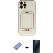 DS LLC Ieg™ iPhone 12 Pro Kılıf Kozmos Minimal Prime - Siyah 3D Antistatik Hayalet Cam Ekran Koruyucu +