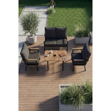Gold Falez Bahçe Balkon Oturma Grubu 4 Lü Set Orta Sehpa Masa Koltuk Koltuk Minderli Balkon Teras Cafe Mobilya
