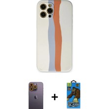 DS LLC Ieg™ iPhone 12 Pro Max Kılıf Yadigar Çizgi - Siyah 18D Cam Ekran Koruyucu + Sarı Neon Fosforlu