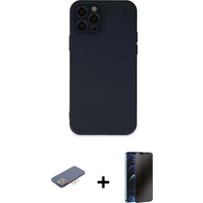 DS LLC Ieg™ iPhone 12 Pro Max Kılıf Çekirdek Modern Serisi - Siyah 3D Antistatik Hayalet Cam Ekran Kor