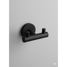 PremiumPort Mat Siyah Bornoz Askılık Seti, Şık ve Fonksiyonel Tasarım