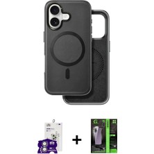 DS LLC Ieg™ iPhone 16 Kılıf Pusula Işık Koleksiyonu - Şeffaf 360 Full Body Arka Koruyucu + Gümüş