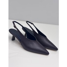 Subaşı Kadın Kahve Stiletto Arkası Açık Stiletto – 5 cm Topuk - Podeia Estilo