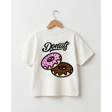 Babytex Bisiklet Yaka Donut Yazılı Baskılı %100 Pamuklu Oversize Tişört Bebek-Çocuk