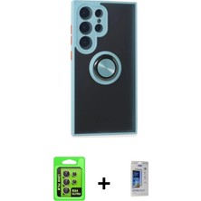 DS LLC Ieg™ Galaxy S24 Ultra Kılıf Yörünge Çizgi - Siyah Durable Full Glue Curved Cam + Sarı Raze M