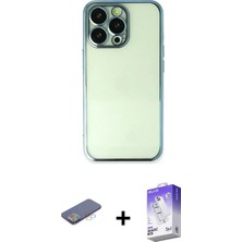 DS LLC Ieg™ iPhone 13 Pro Max Kılıf Vadi Minimal - Siyah Bilvis 5in1 3D Magic Cam Ekran Koruyucu + Mavi