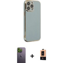 DS LLC Ieg™ iPhone 13 Pro Max Kılıf Yankı Serisi - Şeffaf Maxco Cam Ekran Koruyucu + Yeşil Neon Fosf