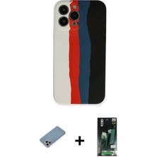 DS LLC Ieg™ iPhone 13 Pro Kılıf Yadigar Çizgi - Şeffaf 360 Full Body Arka Koruyucu + Gökkuşağı Sh