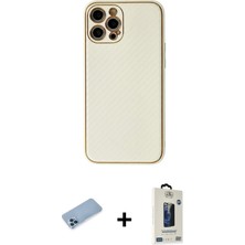 DS LLC Ieg™ iPhone 12 Pro Max Kılıf Ahenk Işık - Siyah Bilvis Hayalet Cam Ekran Koruyucu + Mavi Shine