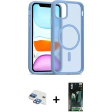 DS LLC Ieg™ iPhone 11 Kılıf Siluet Minimal Prime - Siyah 360 Mat Full Body Arka Koruyucu + Gökkuşağ�