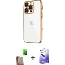 DS LLC Ieg™ iPhone 16 Pro Max Kılıf Vadi Minimal - Siyah Bilvis 5in1 5d Magic Hayalet Cam Ekran Koruyuc