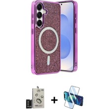 DS LLC Ieg™ Galaxy S24 Kılıf Eksen Çizgi - Siyah 3D Antistatik Seramik Nano Ekran Koruyucu + Siyah Bil