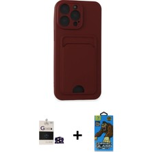 DS LLC Ieg™ iPhone 14 Pro Max Kılıf Vadi Çizgi Prime - Siyah 18D Cam Ekran Koruyucu + Derin Mor Bilvis