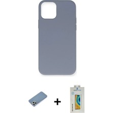 DS LLC Ieg™ iPhone 12 Pro Max Kılıf Ahenk Serisi - Siyah Polymer Nano Ekran Koruyucu + Gümüş Shine K