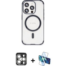 DS LLC Ieg™ iPhone 15 Pro Max Kılıf Eksen Klasik Koleksiyonu - Siyah 3D Antistatik Seramik Nano Ekran K