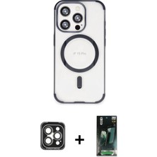 DS LLC Ieg™ iPhone 15 Pro Max Kılıf Eksen Klasik Koleksiyonu - Siyah 360 Mat Full Body Arka Koruyucu +