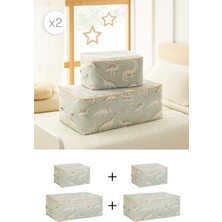 Ocean Home Textile 4'lü Çocuk Odası Dinozor Hurç Set 2 Adet 30 x 22 x 18 / 2 Adet 52 x 28 x 21 cm