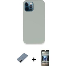 DS LLC Ieg™ iPhone 12 Pro Kılıf Zirve Modern Özel Seri - Siyah 34D Hayalet Izgaralı Cam + Gümüş Me