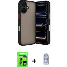 DS LLC Ieg™ iPhone 17 Kılıf Ahenk Çizgi Serisi - Siyah Joko Magic 5d Cam + Açık Yeşil Raze Metal Ka