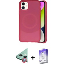 DS LLC Ieg™ iPhone 11 Kılıf Ufuk Serisi - Siyah Bilvis 5in1 3D Magic Cam Ekran Koruyucu + Kırmızı Ra