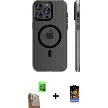 DS LLC Ieg™ iPhone 16 Pro Max Kılıf Pusula Minimal Koleksiyonu - Siyah Buffer Hayalet Cam Ekran Koruyuc