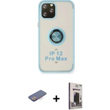 DS LLC Ieg™ iPhone 12 Pro Max Kılıf Yörünge Çizgi - Siyah Bilvis Hayalet Cam Ekran Koruyucu + Pembe