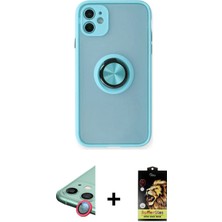 DS LLC Ieg™ iPhone 11 Kılıf Yörünge Çizgi - Siyah Buffer Cam Ekran Koruyucu + Kırmızı Raze Metal