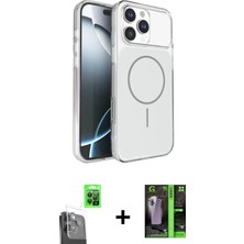 DS LLC Ieg™ iPhone 16 Pro Max Kılıf Kutup Doku Serisi - Şeffaf 360 Full Body Arka Koruyucu + Siyah Raz