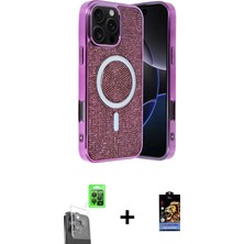 DS LLC Ieg™ iPhone 16 Pro Max Kılıf Eksen Çizgi - Siyah Buffer Hayalet Cam Ekran Koruyucu + Siyah Raze