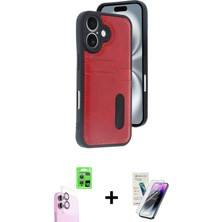 DS LLC Ieg™ iPhone 16 Kılıf Yörünge Işık Serisi - Şeffaf Pasifik Cam Ekran Koruyucu + Pembe Raze M