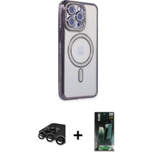 DS LLC Ieg™ iPhone 15 Pro Max Kılıf Zirve Doku Prime - Siyah 360 Mat Full Body Arka Koruyucu + Titanyum