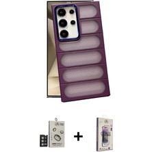 DS LLC Ieg™ Galaxy S24 Ultra Kılıf Yadigar Doku Özel Seri - Siyah Bilvis 3D Cam Ekran Koruyucu + Derin