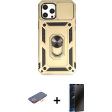 DS LLC Ieg™ iPhone 12 Pro Max Kılıf Ahenk Klasik - Siyah 3D Antistatik Hayalet Cam Ekran Koruyucu + Tur