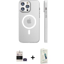 DS LLC Ieg™ iPhone 14 Pro Max Kılıf Pusula Minimal Koleksiyonu - Şeffaf Pasifik Cam Ekran Koruyucu + D