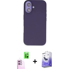 DS LLC Ieg™ iPhone 16 Kılıf Kıvılcım Çizgi Serisi - Siyah Bilvis 5in1 5d Magic Hayalet Cam Ekran Ko