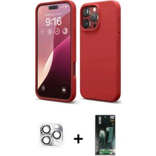 DS LLC Ieg™ iPhone 16 Pro Max Kılıf Ahenk Serisi - Siyah 360 Mat Full Body Arka Koruyucu + Gümüş Per