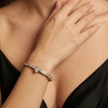 Lorivelle 14K Altın Kaplama Paslanmaz Çelik Damla Taşlı Kararmaz Premium Kelepçe Bileklik