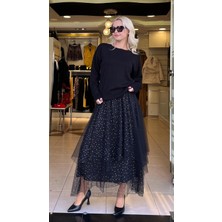 Unique Tül ve Taş Detaylı Etek