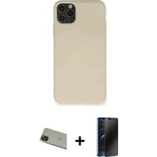 DS LLC Ieg™ iPhone 11 Pro Max Kılıf Ahenk Serisi - Siyah 3D Antistatik Hayalet Cam Ekran Koruyucu + Ye�