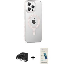 DS LLC Ieg™ iPhone 15 Pro Kılıf Yörünge Koleksiyonu - Şeffaf Pasifik Cam Ekran Koruyucu + Titanyum G