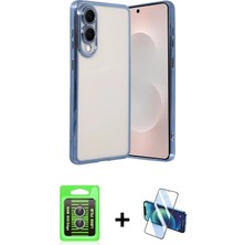 DS LLC Ieg™ Galaxy S25 Edge Kılıf Vadi Minimal - Siyah 3D Antistatik Cam Ekran Koruyucu + Gümüş Raze