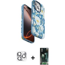 DS LLC Ieg™ iPhone 16 Pro Max Kılıf Siluet Doku - Siyah 360 Mat Full Body Arka Koruyucu + Gümüş Pers