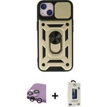 DS LLC Ieg™ iPhone 14 Kılıf Ahenk Klasik - Siyah Bilvis Hayalet Cam Ekran Koruyucu + Gümüş Raze Meta